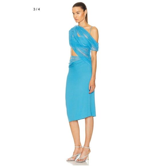 Christopher Esber Magnetica Asymmetric Dress Dolphin Blue - Picture 3 of 5